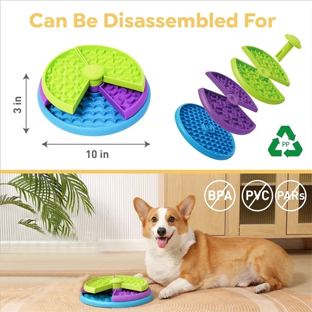 Dog Puzzle Slow Feeder Interactive Dog Puzzle Game 3 Layers Detachable Slow Eating Dog Bowl Anti-anxiety Dog Feeder Bowl 6