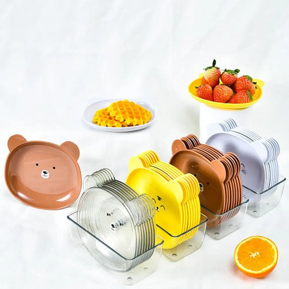 Cartoon Bear Storage Tray Cute Dishes Plate Fruit Snack Plates Desktop Decorative Trays Food Organizer Kitchen Table Supplies
