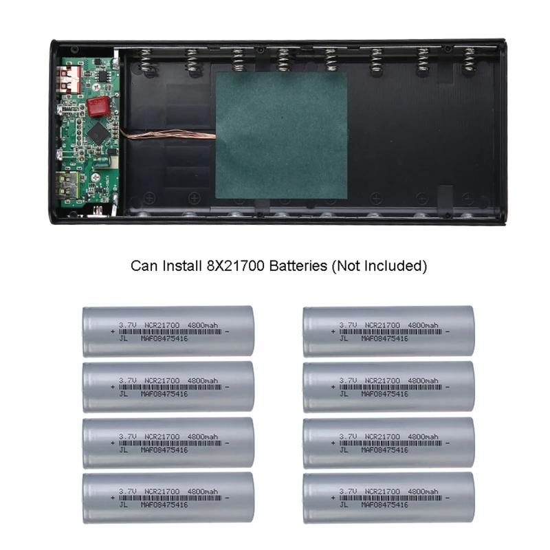 8 Slot 21700 Battery Power Bank Shell 10W 22.5W QC3.0 LCD Display Battery Power Case 5W 15W Wireless Charging Box