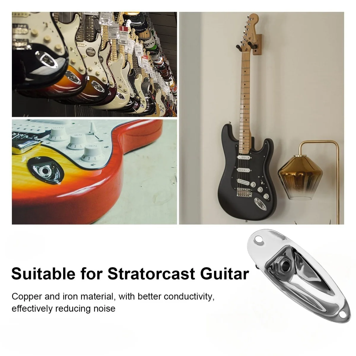 Guitar Socket Plate Guitar Input Jack Socket Plate Loaded Boat Style 1/4 In Mono Electric Guitar Socket Plate for Electric Replacement Parts