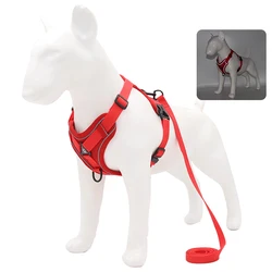 Adjustable Reflective Dog Harness and Leash Set - L 5-7.5 kg (Red)