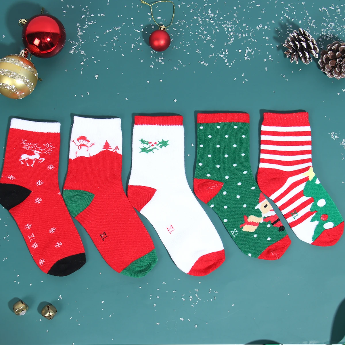 5 Pairs Christmas Socks Christmas Decoration For Home Christmas