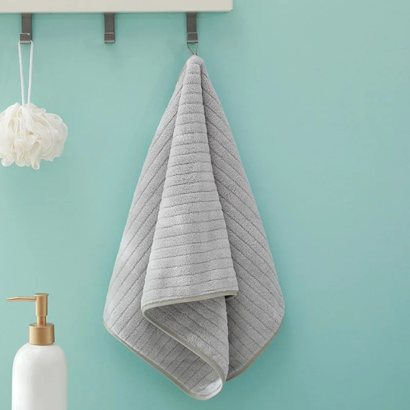 Coral Fleece Face Towels Striped Adult Soft Washcloth Absorbent Hand Towels Washbasin Facecloth Bathroom Shower Towels 14*29inch 5