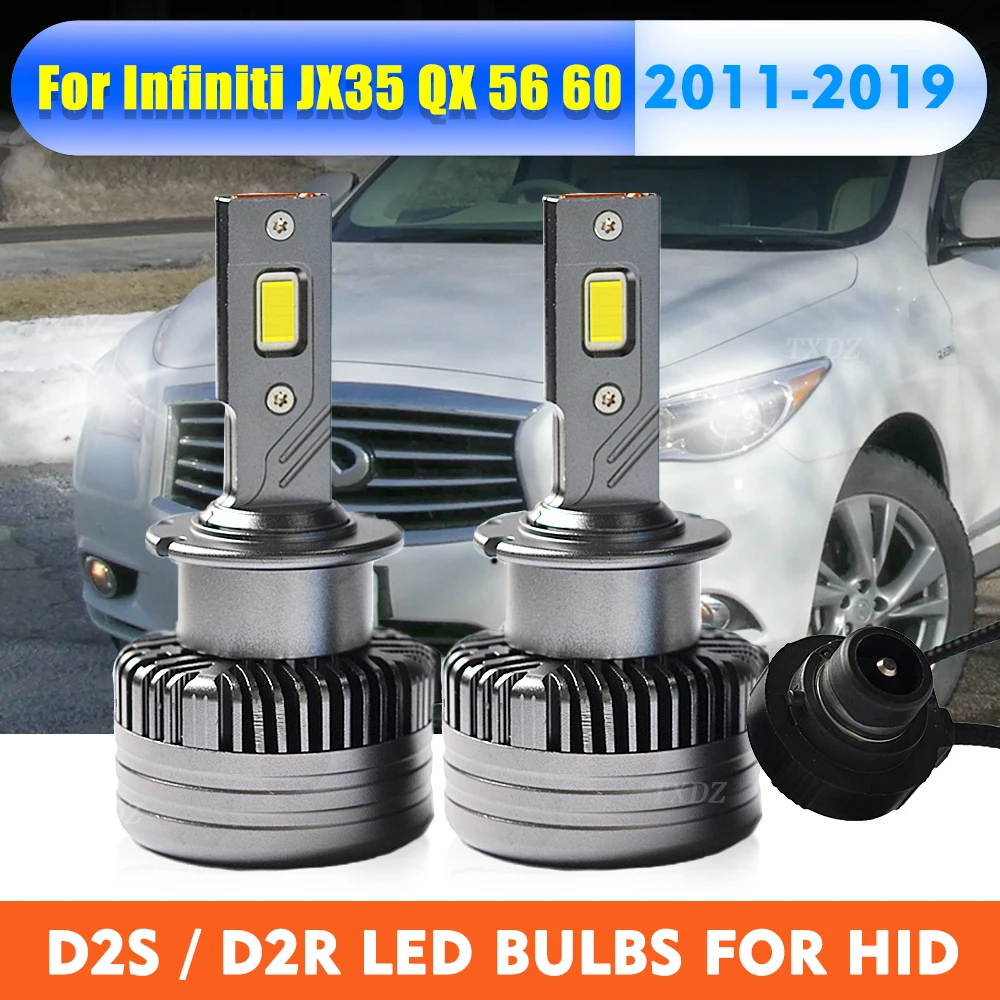 D2S/D2R LED Headlight Bulbs D2C Led 6000K Compatible For 11-19 Infiniti JX 35 QX 56 60 80 Xenon HID Replacement Lights Plug&Play