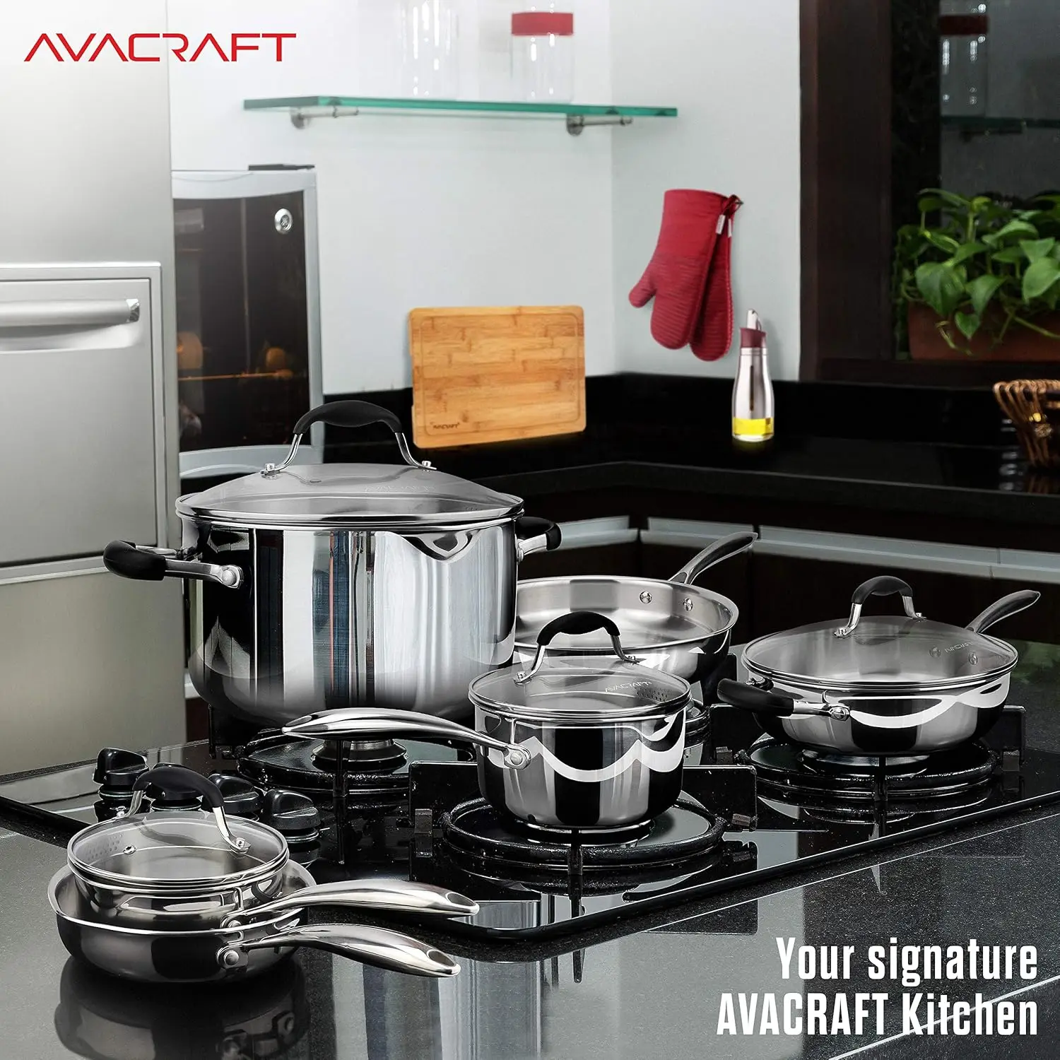 18/10 Stainless Steel Cookware Set, Premium Pots and Pans Set, Kitchen Essentials for cooking, Multi-Ply Body Stainless