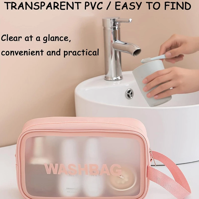 3PCS/SET PVC Waterproof Transparent Cosmetic Bag Wash Bath Storage Bag Travel Multi-function Storage Bag Cosmetic Handbag 5