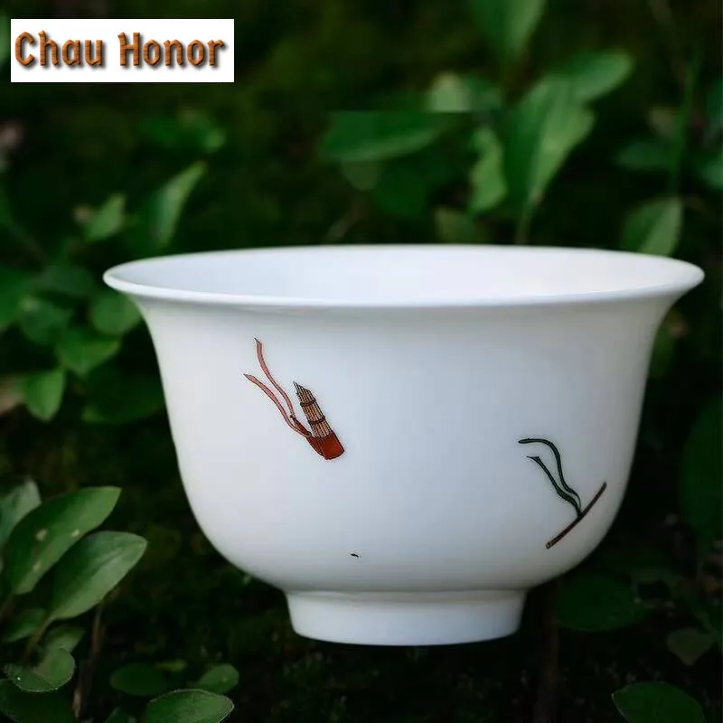 150ml Dunhuang Flying Sky Concert Gaiwan Elegant White Porcelain Tea Brewing Cup Tea Tureen Tea Brewing Cover Bowl Teaware Items