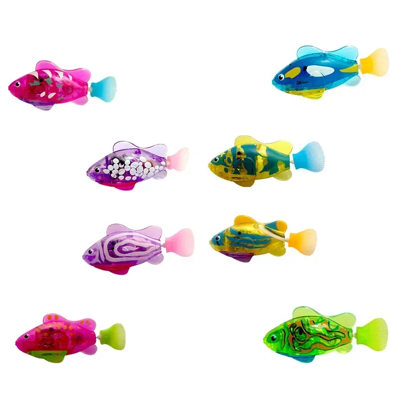 Electronic Fish Baby Summer Bath Toy Pet Cat Toys Swimming Robot Fish With LED Light Water Swim Pool Bathtub Toys Christmas Gift