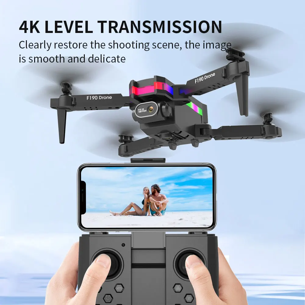 aerocraft 6ch remote control quadcopter 2.4 ghz 2022 F190 MINI Drone 4K HD WIFI FPV Drone With Wide Angle Camera Smart Height One-key Take-off Foldable RC Quadcopter Toys Gifts quadrone 4ch remote control