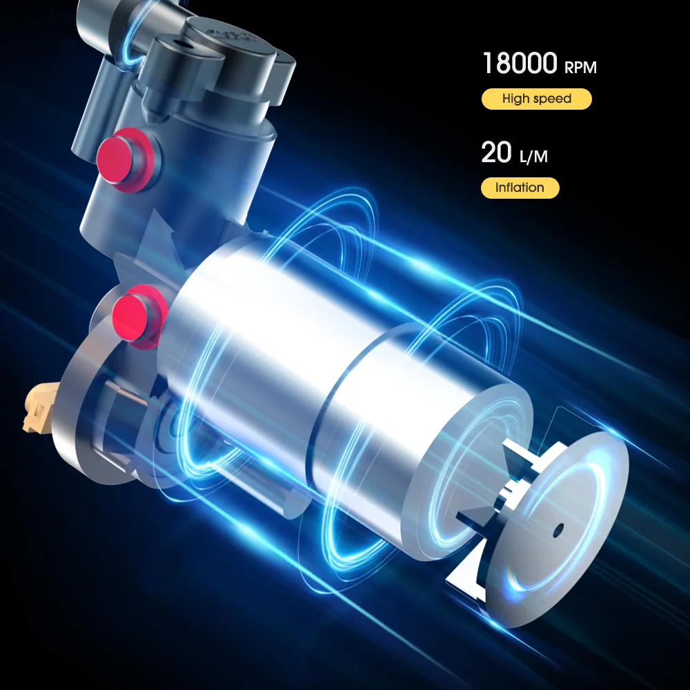 CARSUN-bomba de compresor de inflado portátil con lámpara LED, inflador inalámbrico eléctrico para neumáticos de coche, motocicleta y bicicleta - Imagen 4