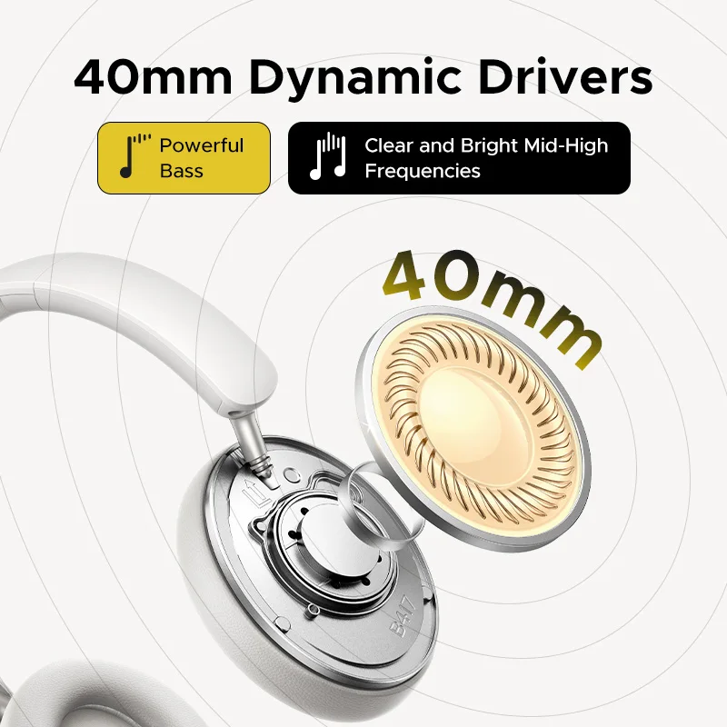 UGREEN Studio Max2 Kabelloser Kopfhörer, 80 Stunden Akkulaufzeit, HiFi-Stereo-Over-Ear-Kopfhörer mit Mikrofon, Bluetooth 5.4_voghion.com