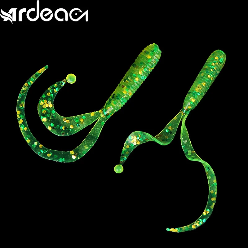

ARDEA Worm Soft Lure 70mm/1g 10pcs Silicone Artificial Spiral Grub Wobblers Elf tail Trident Fishing Bait Tackle Isca