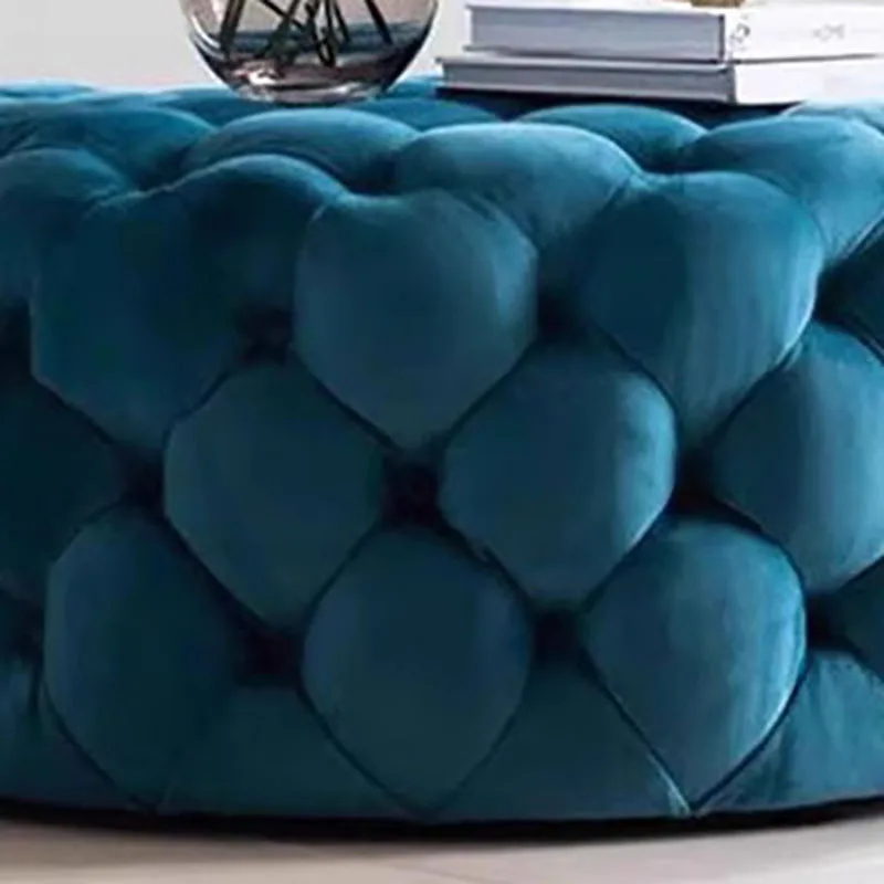 Blue Bedroom Velvet Stool Round Modern Luxury Space Saving Living Room Sofas Cute Unique Pouf Salon Moderne Nordic Furniture
