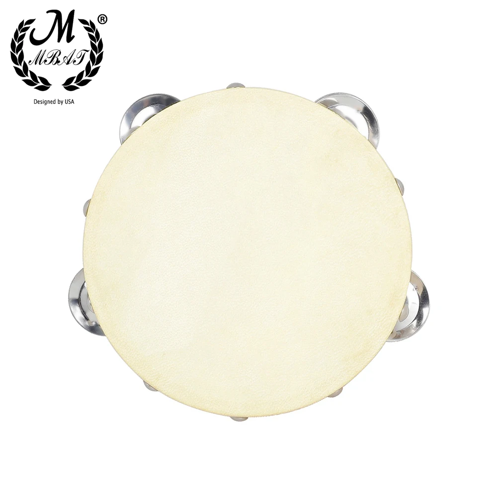 M MBAT 6 Inch Tambourine Hand Held Drums Toys Double Layer Sheepskin Tambourine Percussion Instrument For Party Kids Games