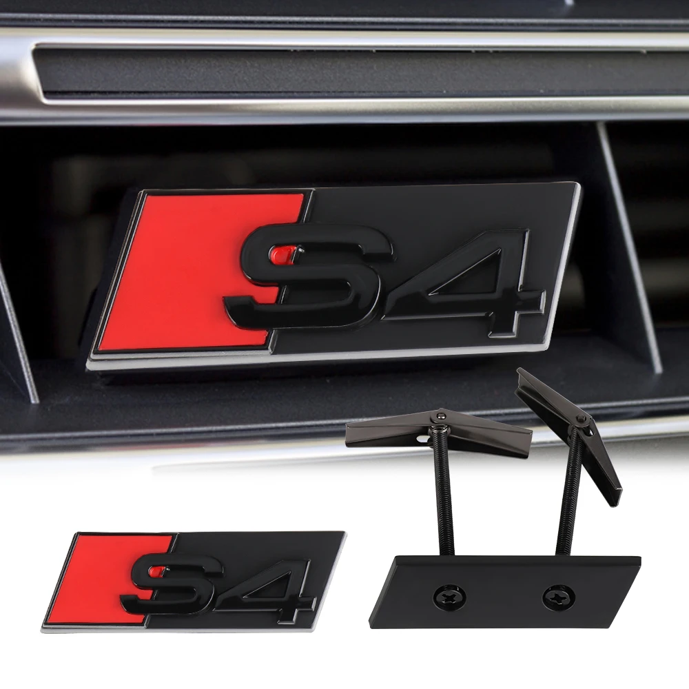 3D ABS Car Front Grille Emblem Decorative Accessories S Badge For Audi S3 S4 S5 S6 S7 S8 Logo Auto Styling Modification