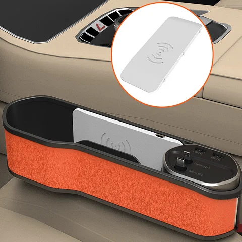 DPTALR Car Seat Filling Wireless Charging Storage Box Car Seat Slot Storage  Box Three-in-one Telescopic Car Multi-function Mobile Phone Wireless Charger