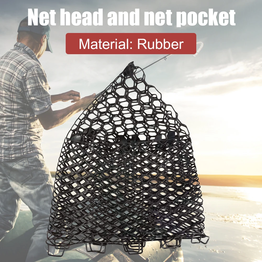 Rubber Dip Net Head Depth 32/40/55cm Hand Net Fishing Nets Mesh Fish Catch  Network Trap Replacement Fishing Accessories