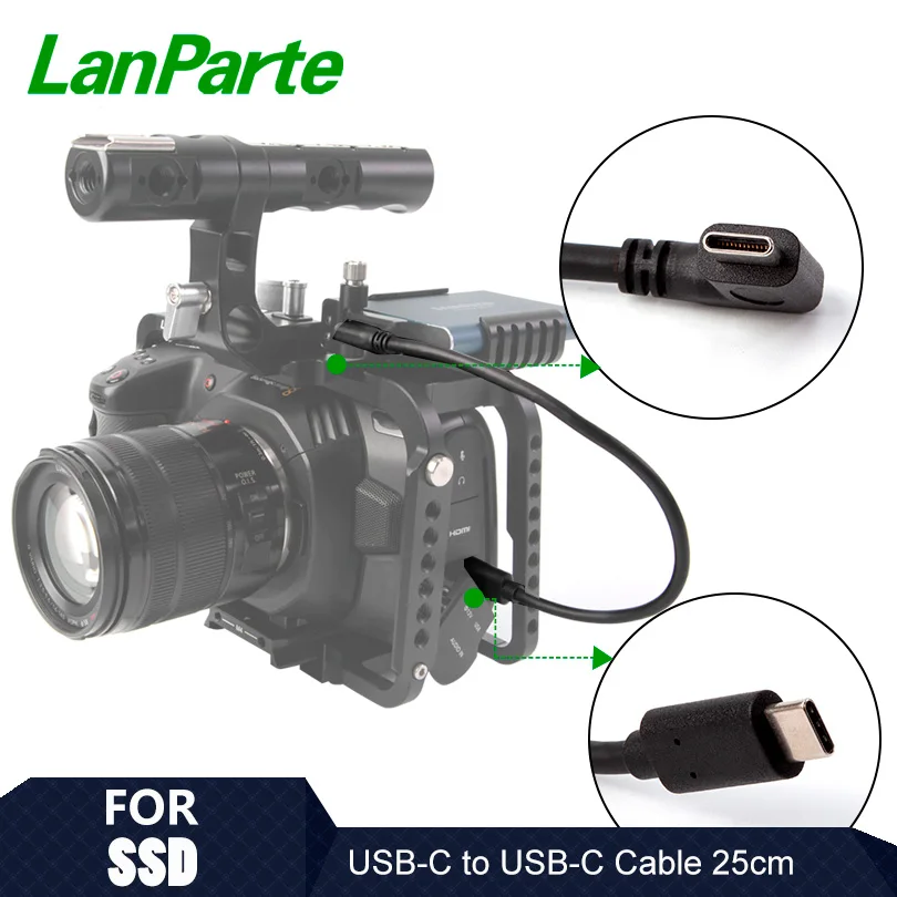 Lanparte Type-C-25 Cavo Da Usb Tipo C A Usb-C Per Accessori Per Fotocamere Bmpcc 4K, Per Cam Z, Per Samsung Ssd T5