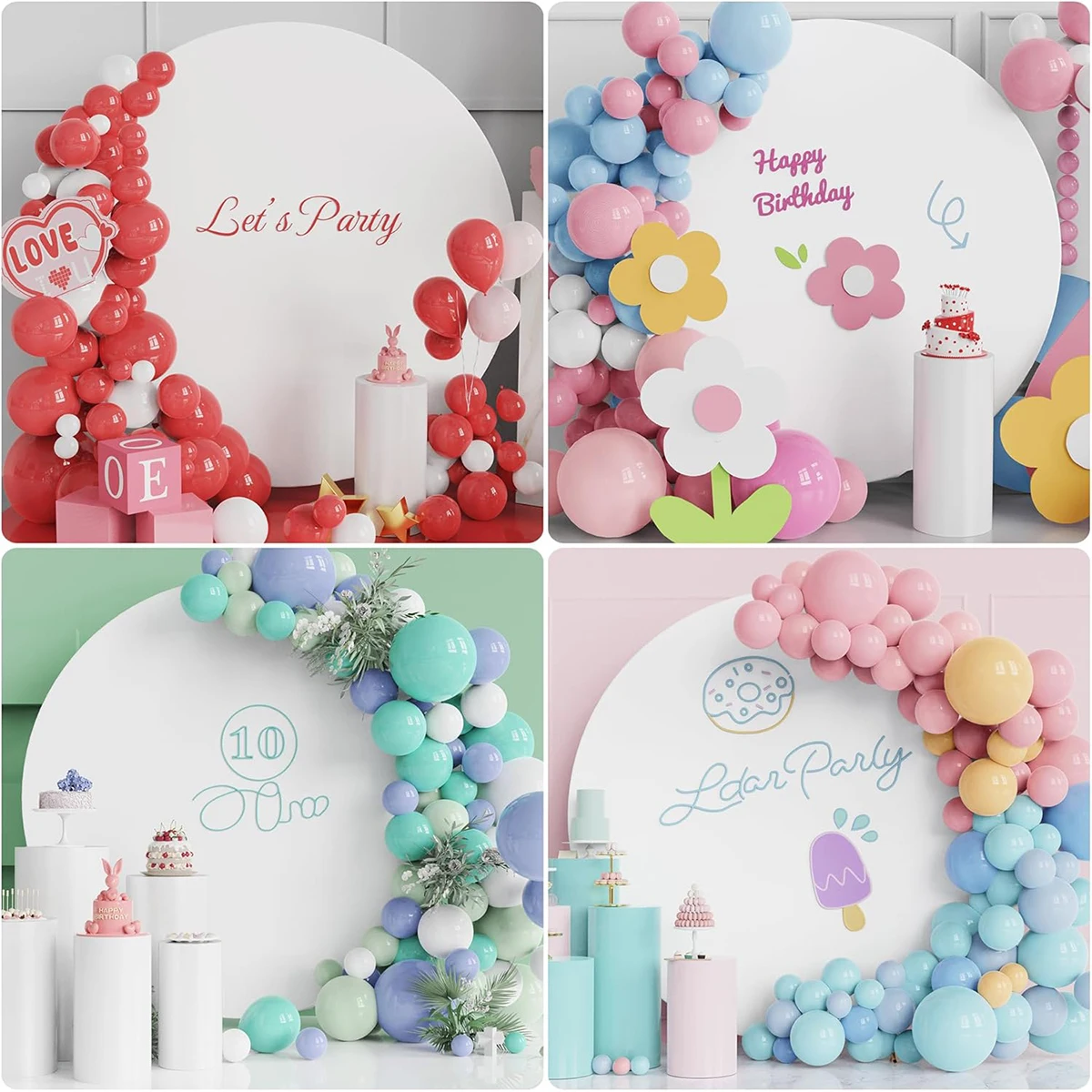 Pure Color Circle Round Backdrop Cover Wedding Baby Shower Birthday Party Decor Elastic Photo Background Without Shelf