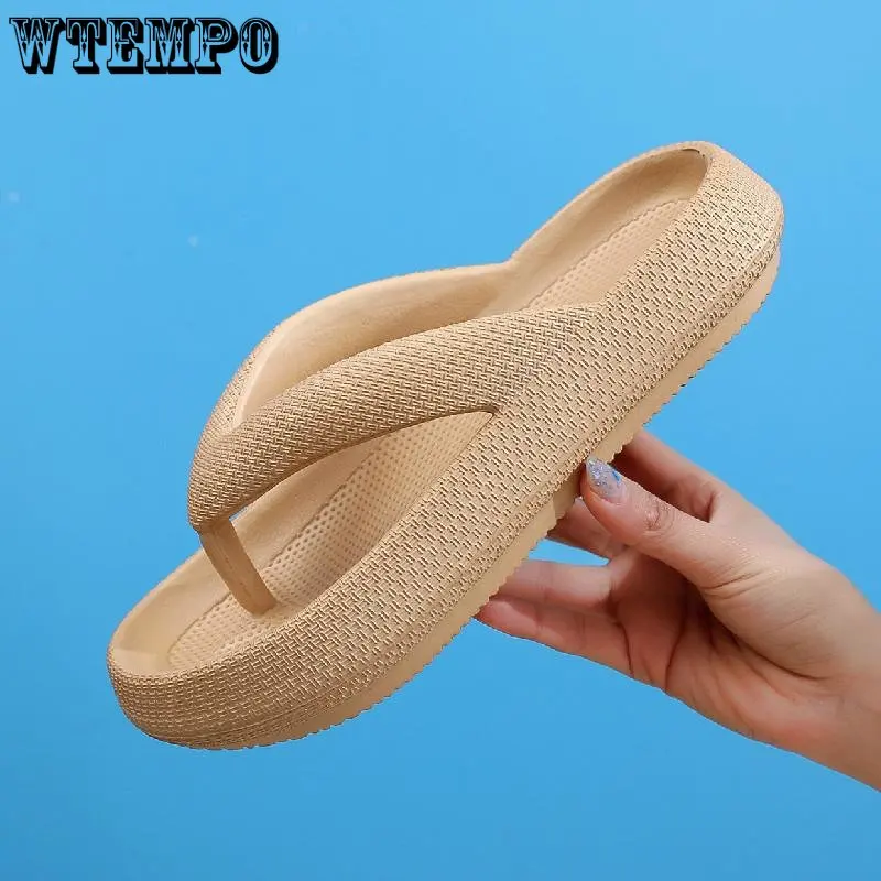 

WTEMPO Couple Flip Flops Summer Casual Thong Slippers Outdoor Beach EVA Flat Platform Comfy Shoes Women Couple Thick Soled