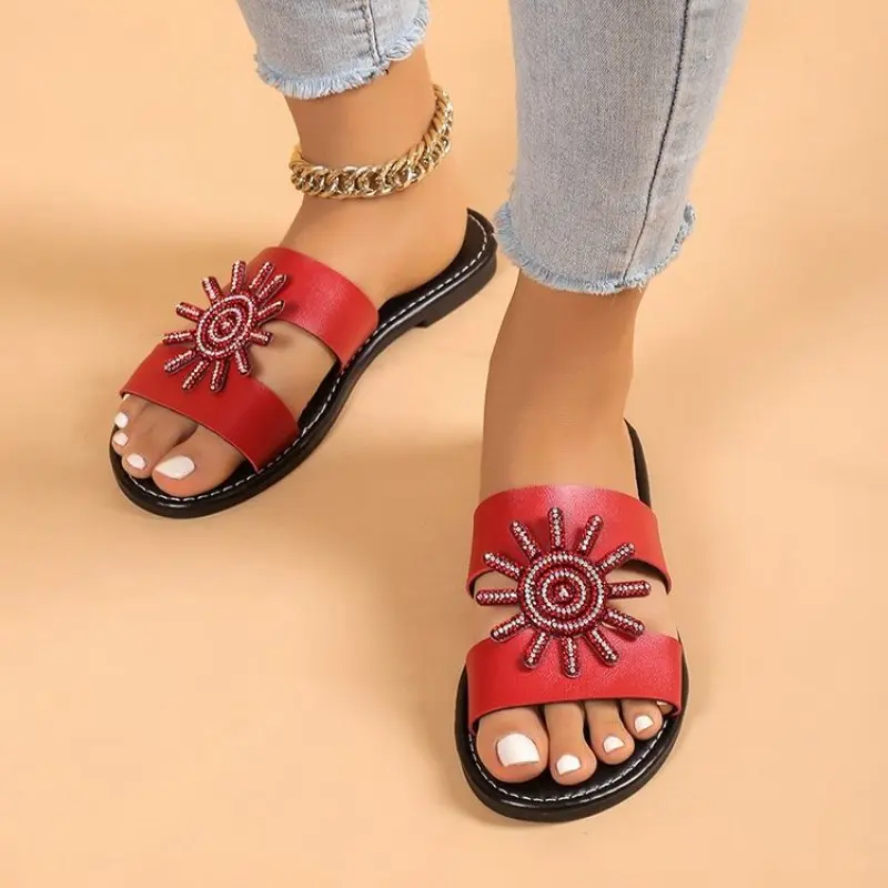 

Women Fashion Summer Casual Flat Shoes Hollow Out Tied Detail Wedge Slippers Sandals Fashion Casual Comfort Simple Plus Size 43