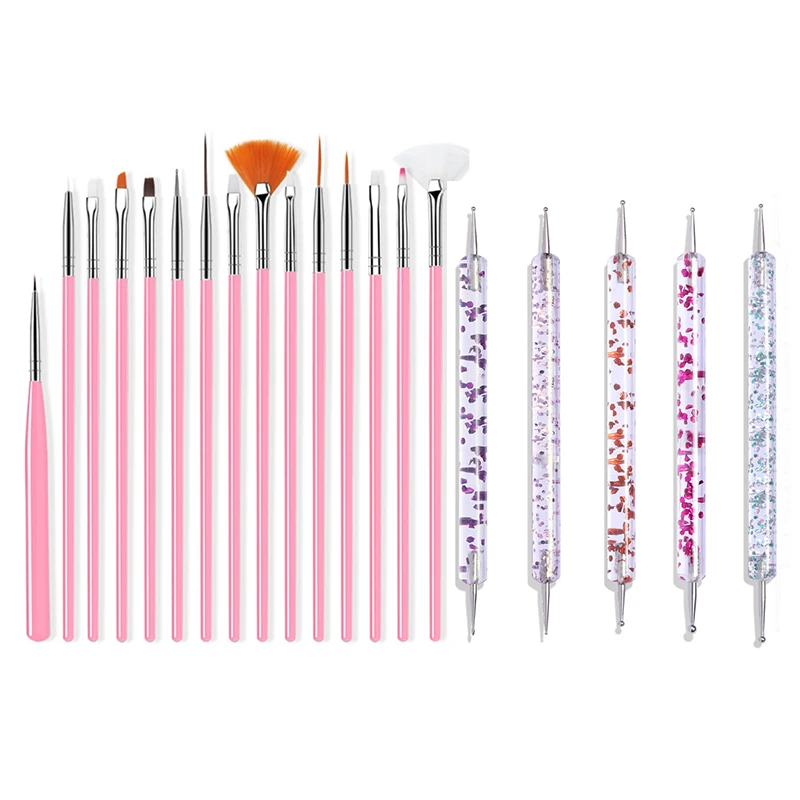 20Pcs/Set Nail Art Brush Ombre Brushes UV Gel Nail Polish Brush Painting Drawing Carving Pen Set For Manicure DIY Design Tools 2
