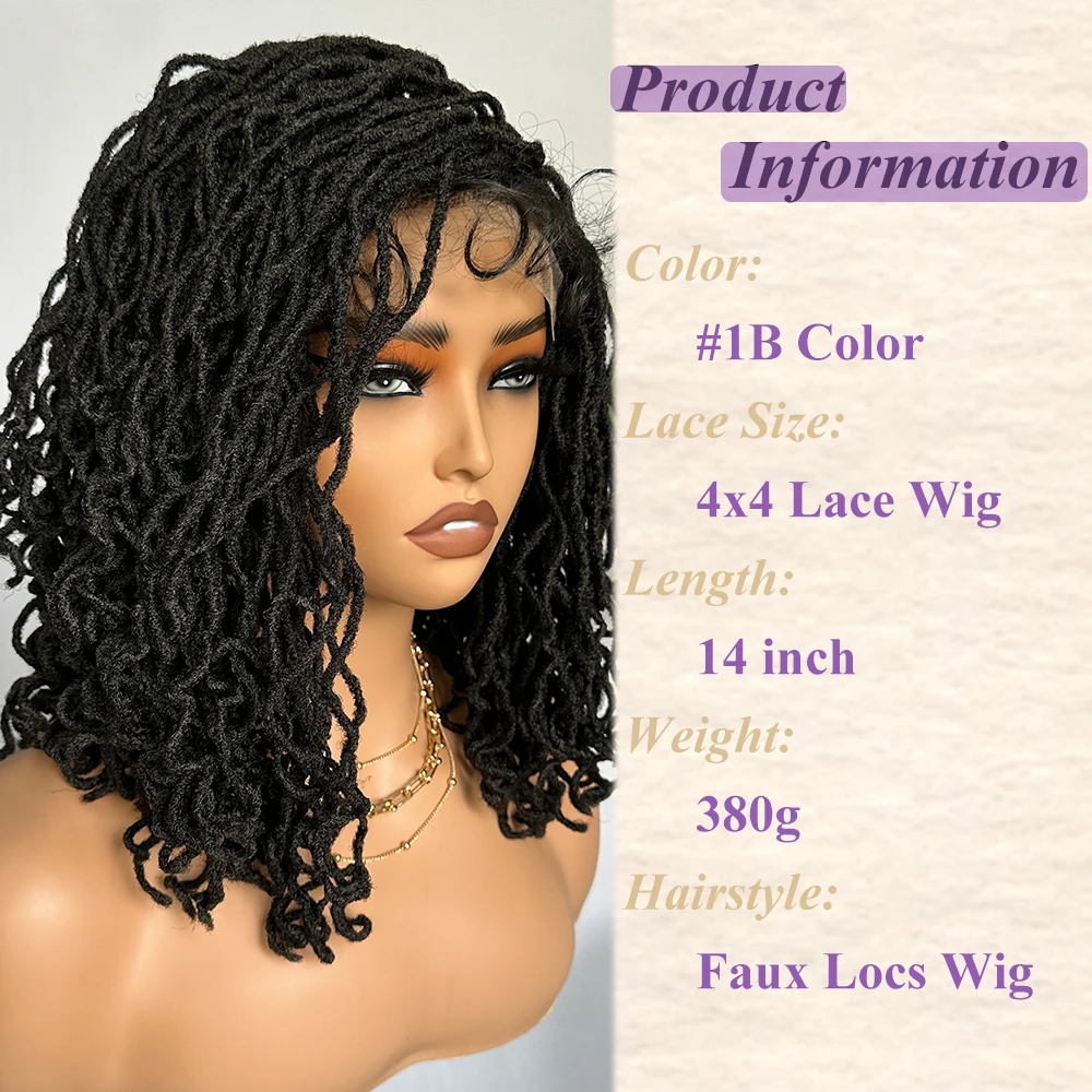 X-TRESS 4x4 Lace Front Twist Dreadlock Braided Wig 14" Curly Faux Locs for Black Women with Baby Hair