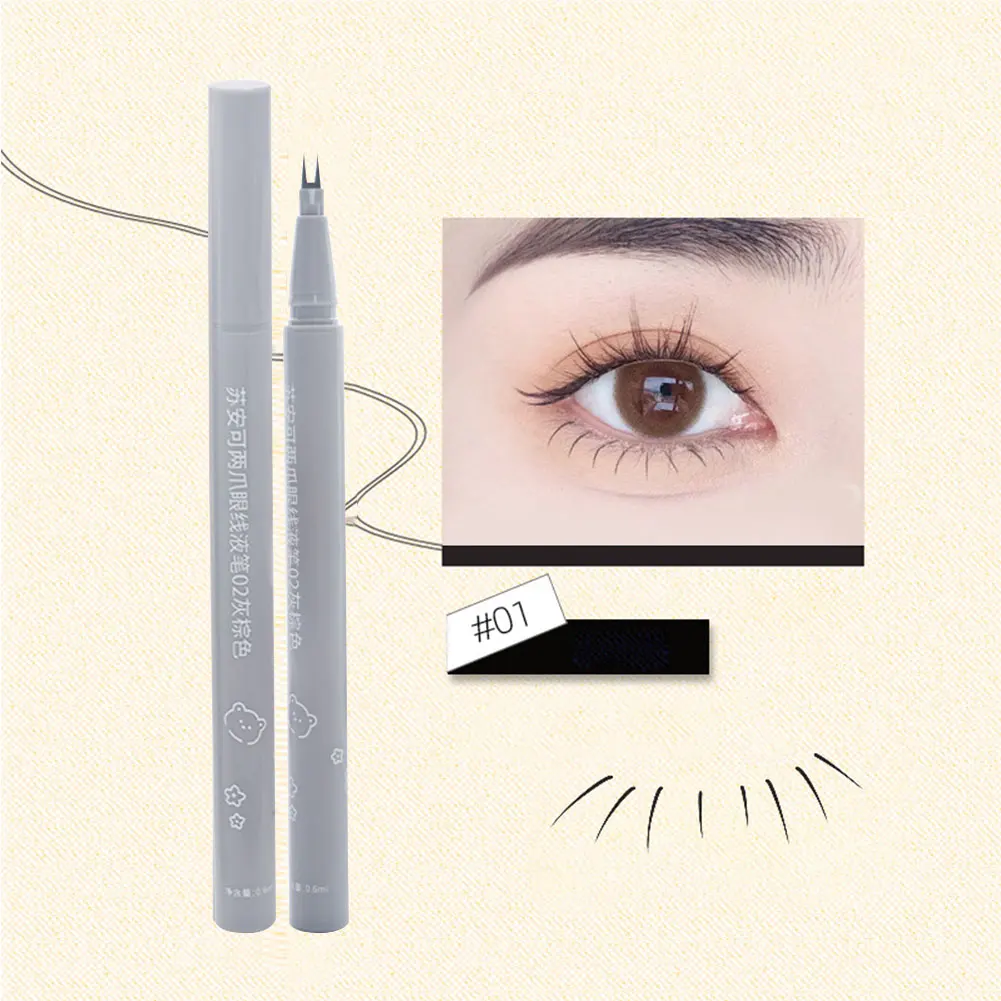 Ultra-thin 2 Fork Tip Liquid Eyeliner Lower Eyelash Pen Makeup Quick Dry Smooth Eye Liner 2 Point Eyebrow Tattoo Pencil Cosmetic 6