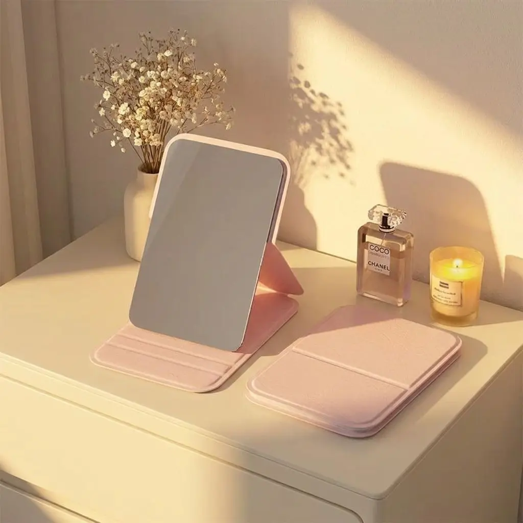 Compact Portable Makeup Mirror - Standable Handheld Cosmetic Accessory