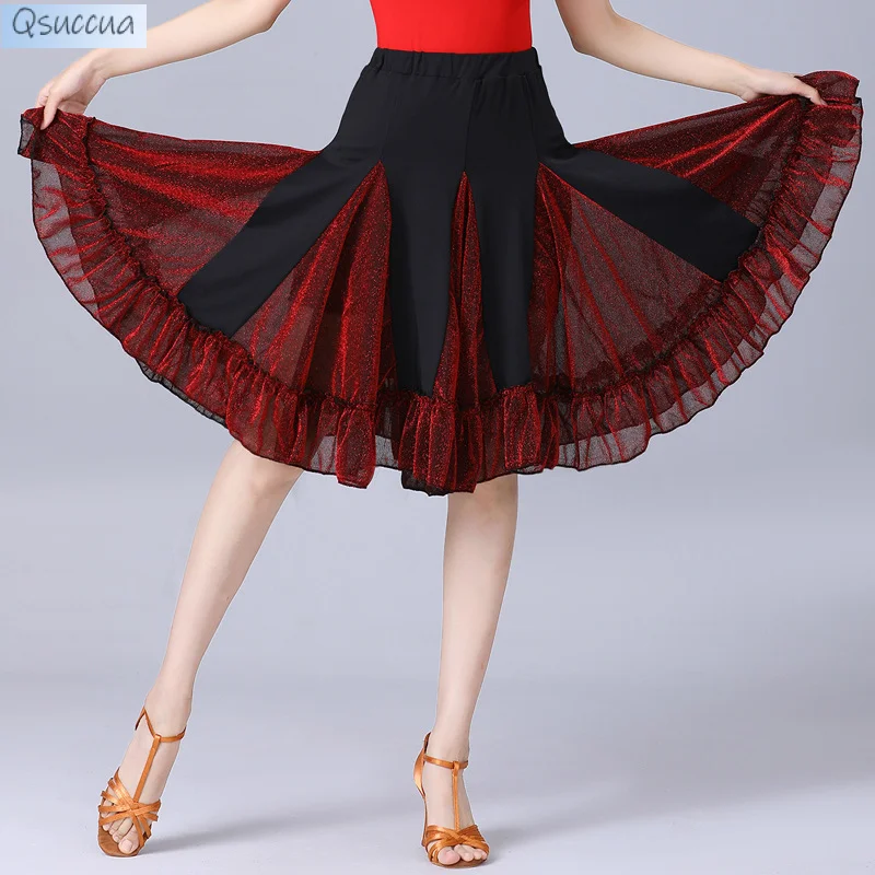 New Latin Dance Skirt Skirt Female Adult Dance Practice Clothes Dance Skirt Short Skirt Big Swing Skirt