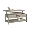 Modern Farmhouse Lift Top Coffee Table, lift-top surface, hidden storage, an open shelf for display, Rustic Gray/Rustic White 5