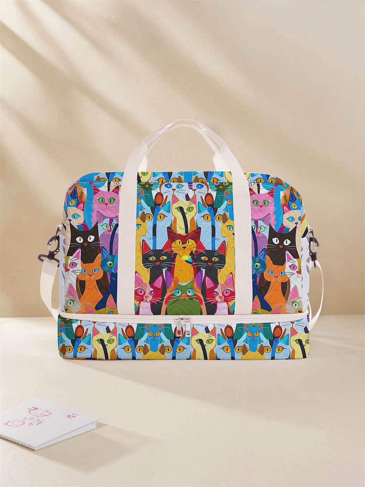 Lightweight wave patterned travel Dufile bag, large capacity sports and fitness storage bag, portable weekend overnight bag