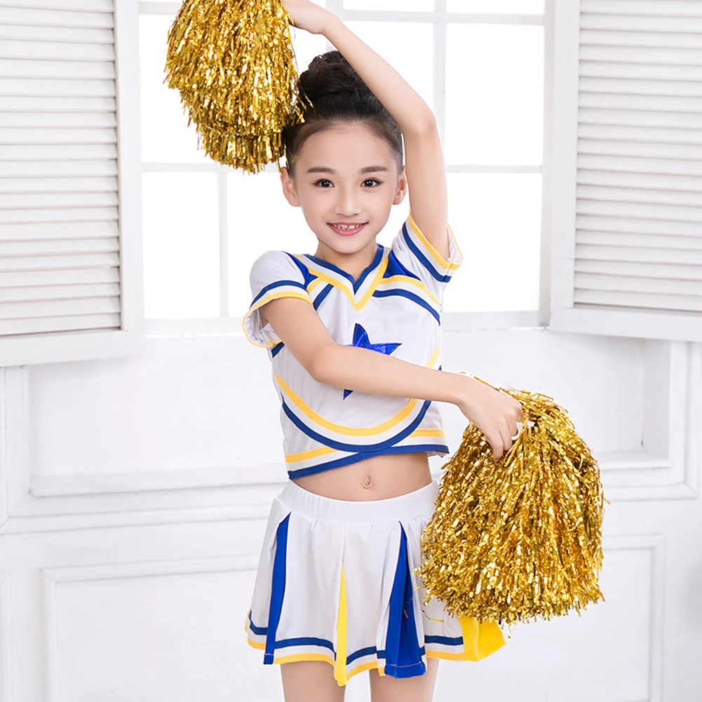 LOLANTA Girls Cheerleading Costume Kids School Cheerleader Outfit Attach  Poms & Socks for 4-13 Years - AliExpress