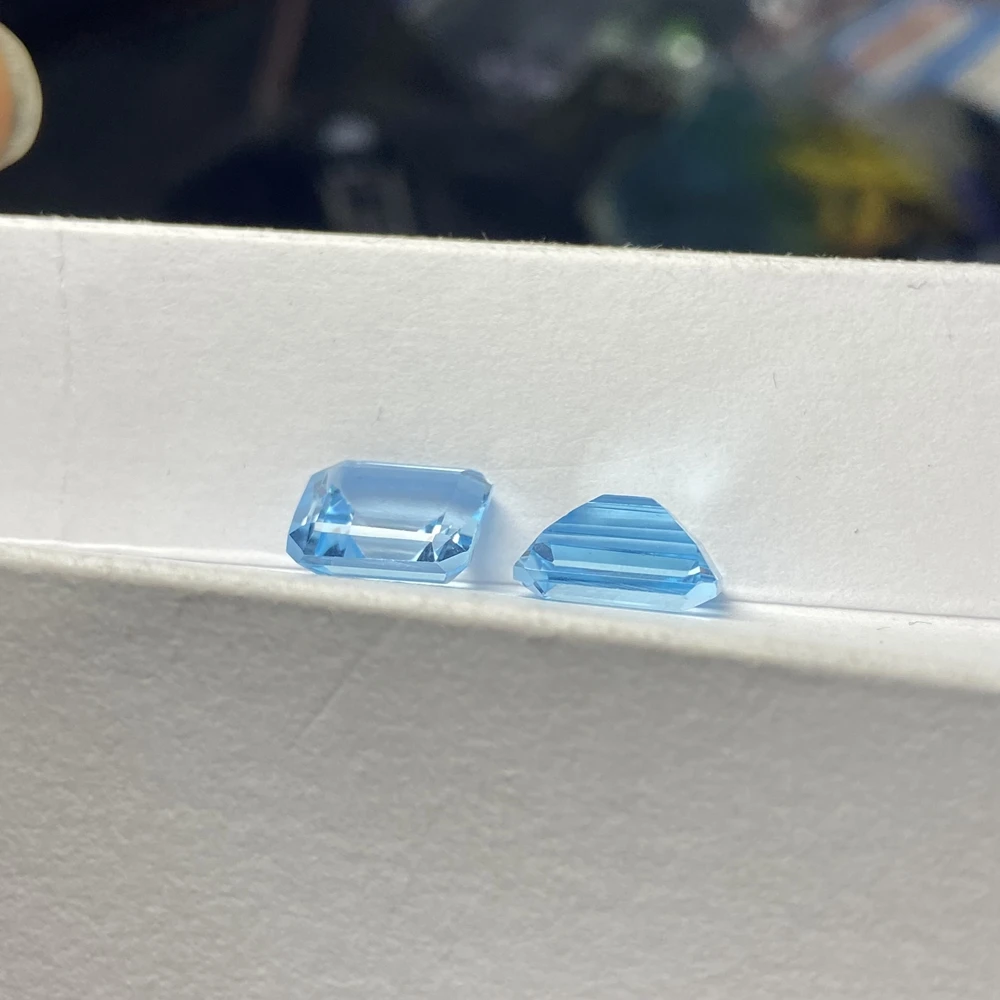 Emerald Cut 10*8mm 4.1 Carats Topaz Stone AAA High Quality Loose Natural Sky Blue Gemstones