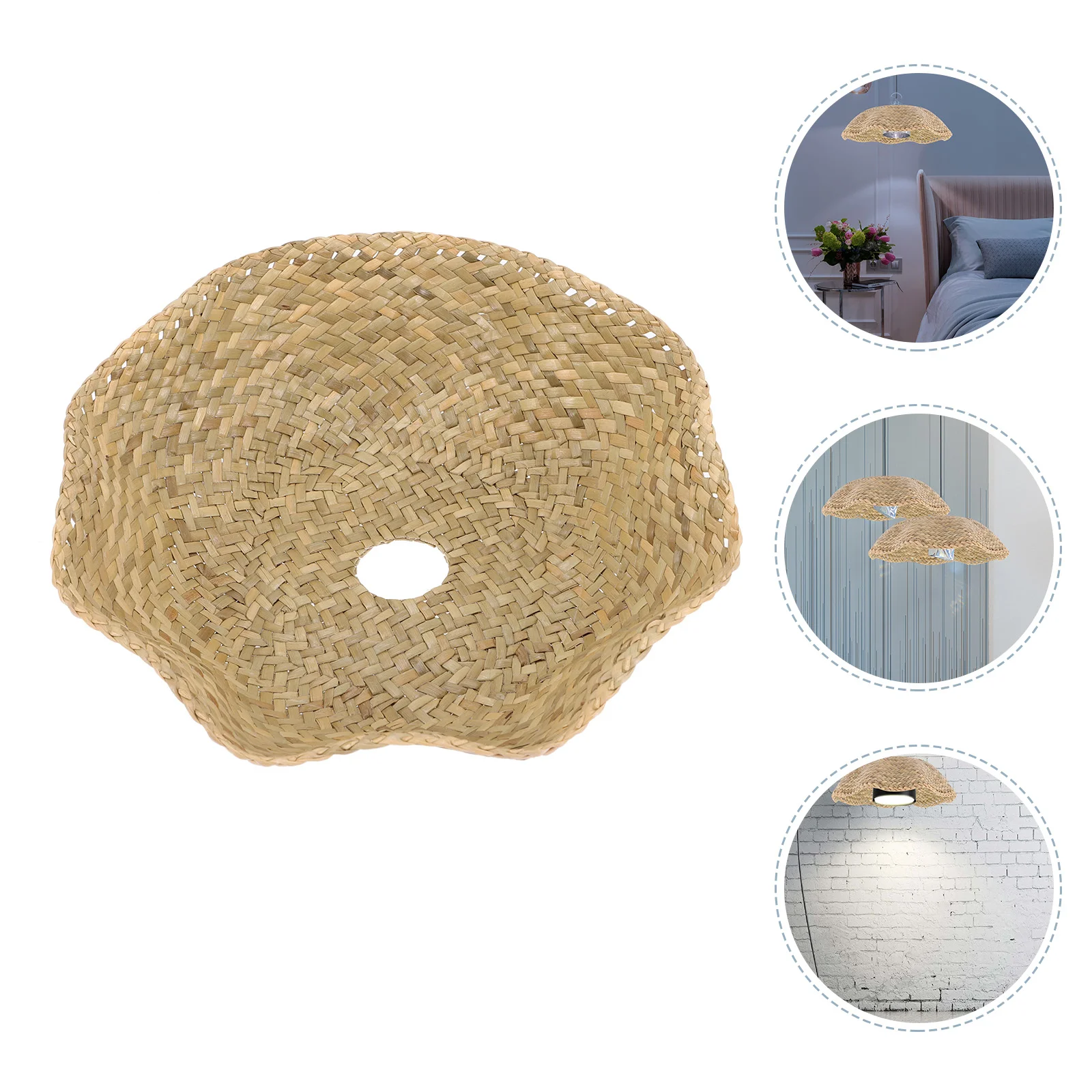 

Hanging Retro Decor Woven Light Shade Straw Braided Chandelier Lampshade Cover