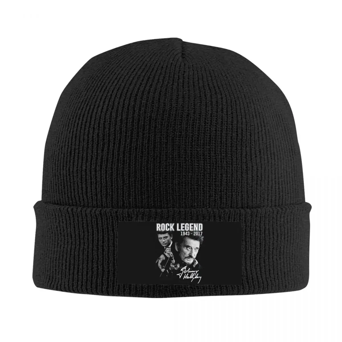 

Johnny Hallyday Skullies Beanies Caps Unisex Winter Warm Knitted Hat Hip Hop Adult France Rock Singer Bonnet Hat Outdoor Ski Cap