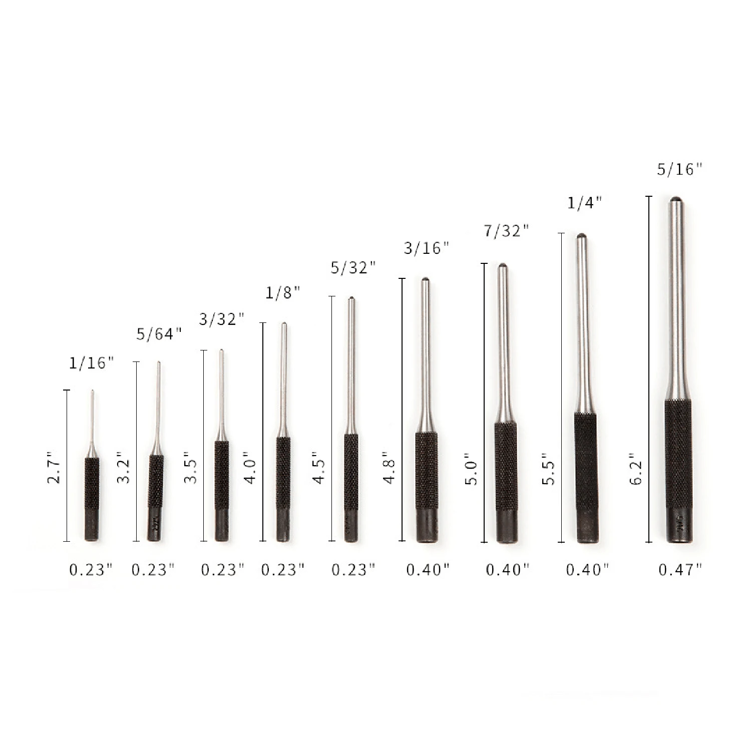 9 Pieces Roll Pin Punch Set Steel Punches Hand Pin Removing Tool with Carrying Case for Jewelers Watchmakers Carpenters 2