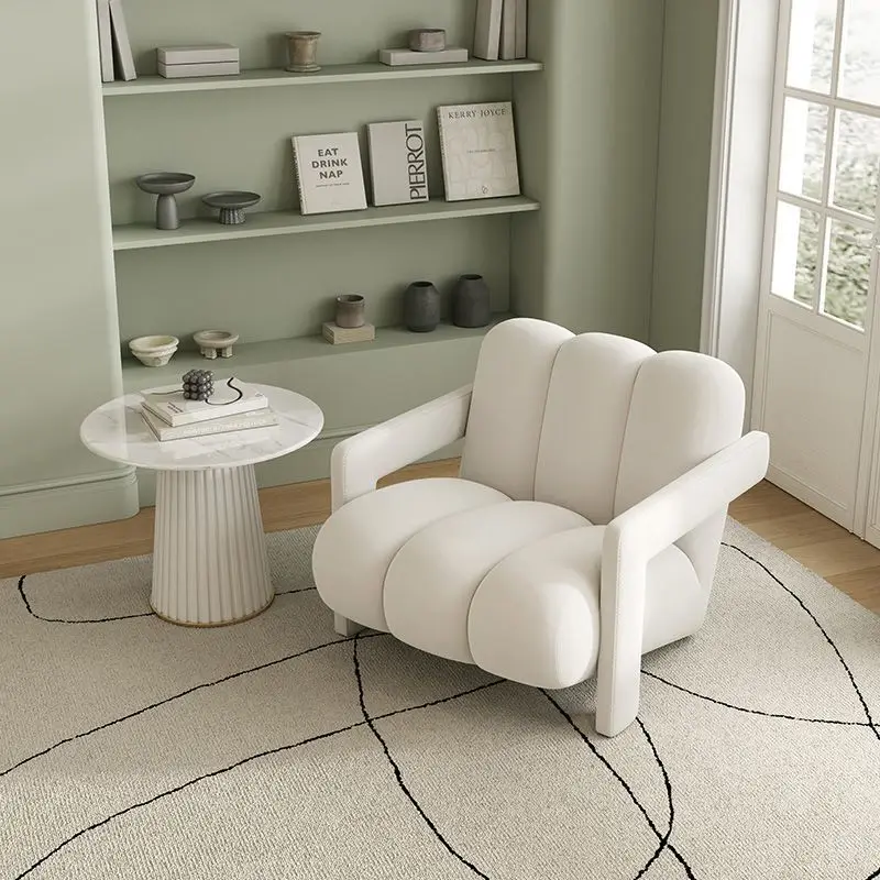 Modern Nordic Accent Chair Designer Single Lounge Chair Soft Velvet Upholstery Minimalist Armchair Living Room Bedroom Balcony