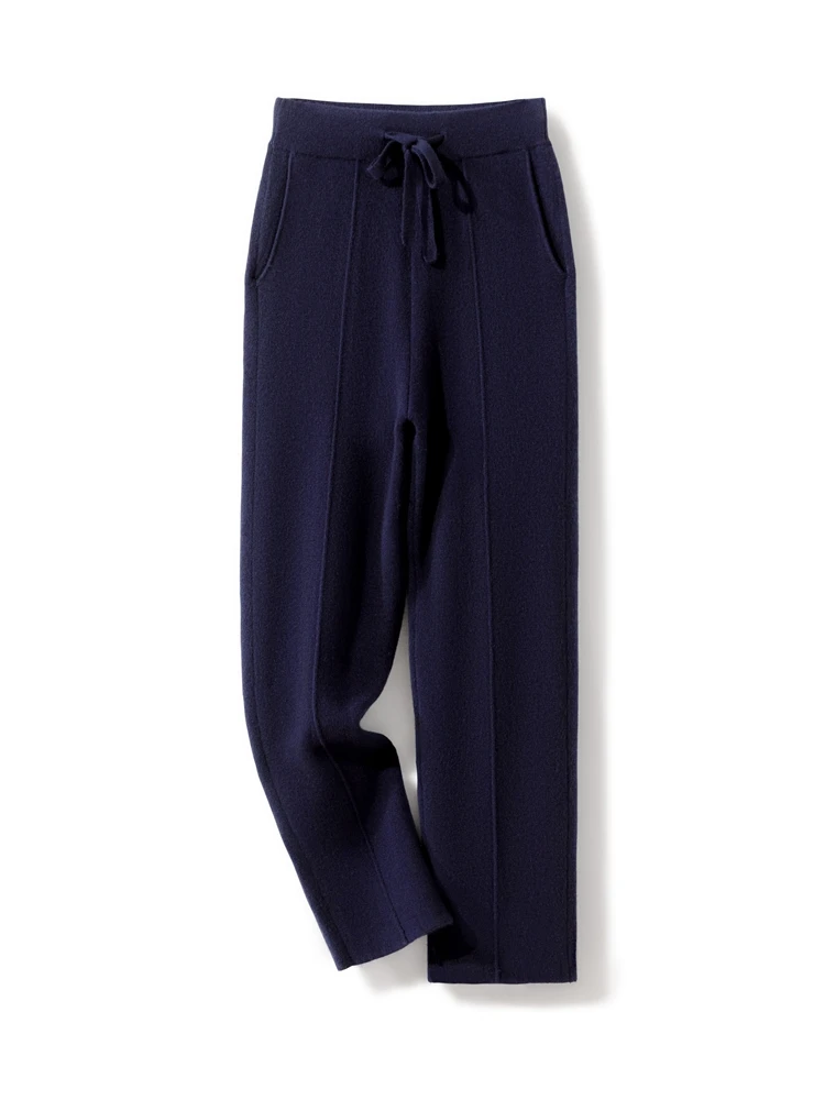 High Quality Men's Straight-Leg pants Pure Cashmere Autumn Winter Cashmere knitted Pants Soft Casual Comfortable Trousers