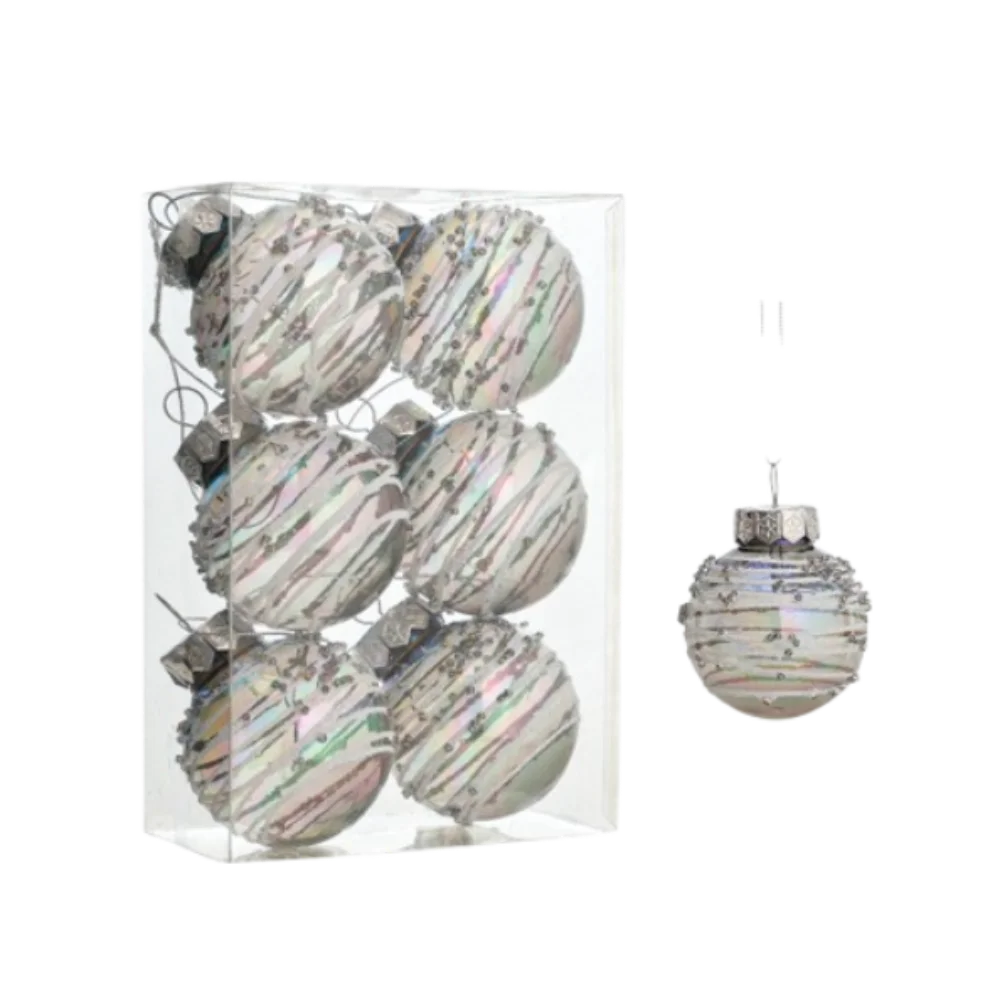 thumbnail image 1 of Juego de 6 bolas navideñas de plástico irrompibles de 6 cm, coloridas, para colgar en la pared, elegantes y reutilizables, para decorar la Navidad, 1 of 5