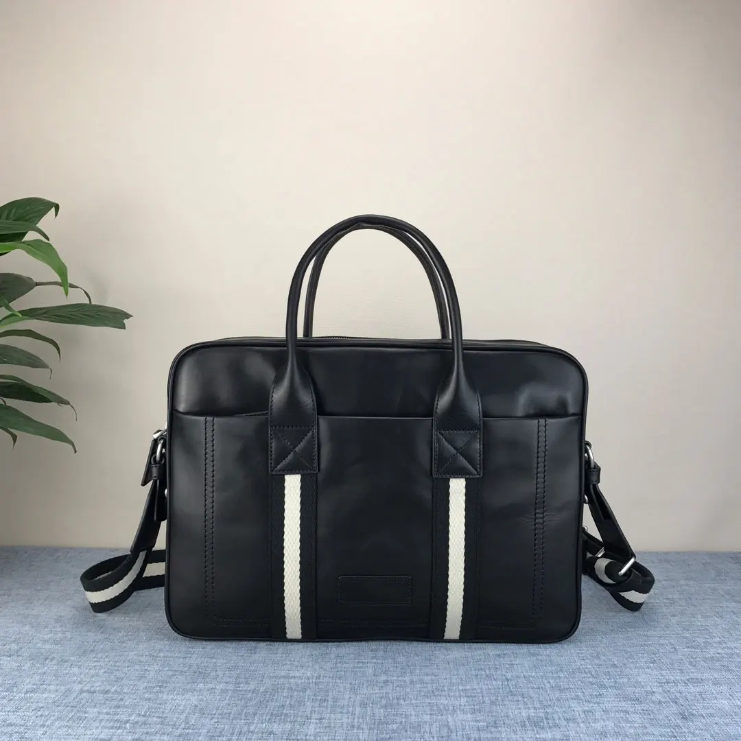 

Fashion B Style Briefcase Bag Leather Shoulder Handbag Men's Business Causal Cowhide Large Capacity Document Men Handbag