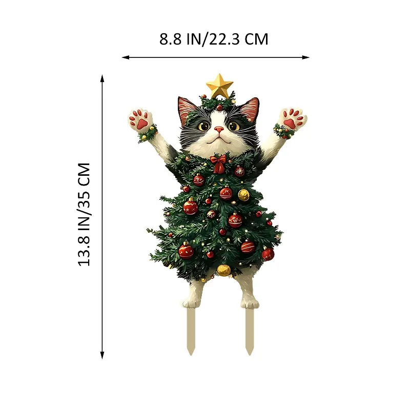 Christmas Cat Metal Craft Decoration - Hollow Outdoor Garden Stake for Home Decor - Convenient and Practical Yard Ornament