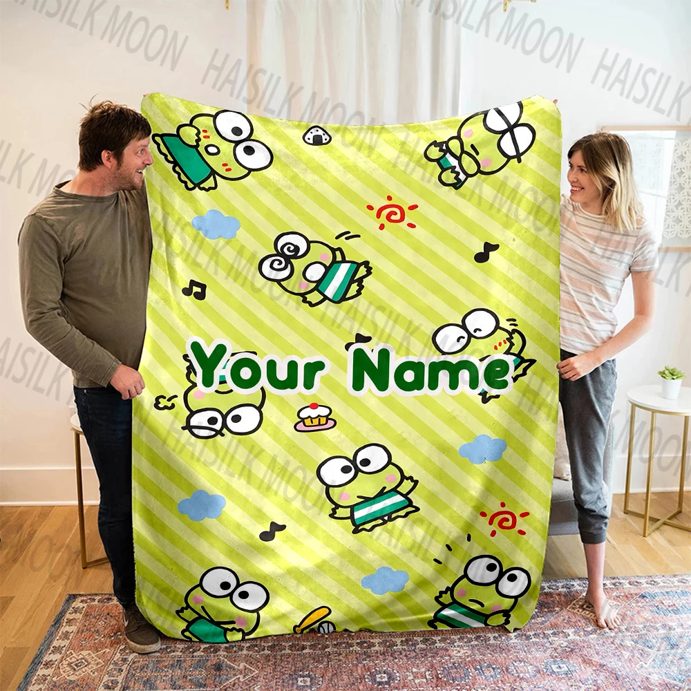 Personalized Sanrio Keroppi Print Microfiber Blanket for Adults and Kids