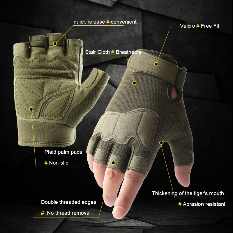 Cycling Gloves Weightlifting Gloves Men Tactical Gloves Half Finger Military Outdoor Riding Weight Lifting Training Protective Gloves Bicycle Exercise Gym