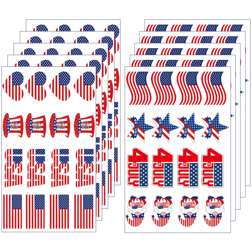 

10 Sheets Arm Stickers Body Tattoos American Flag Party Favors Gifts Face for Women Decorate Decorative Festival Decals