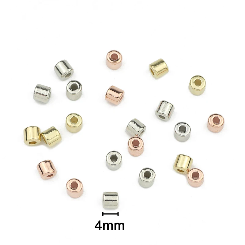 200 pz 4mm Cilindro Rotondo Distanziatore CCB Placcato Oro Argento Perline Sparse Per Creazione di Gioielli Accessori Collana FAI DA TE Bracciali  36