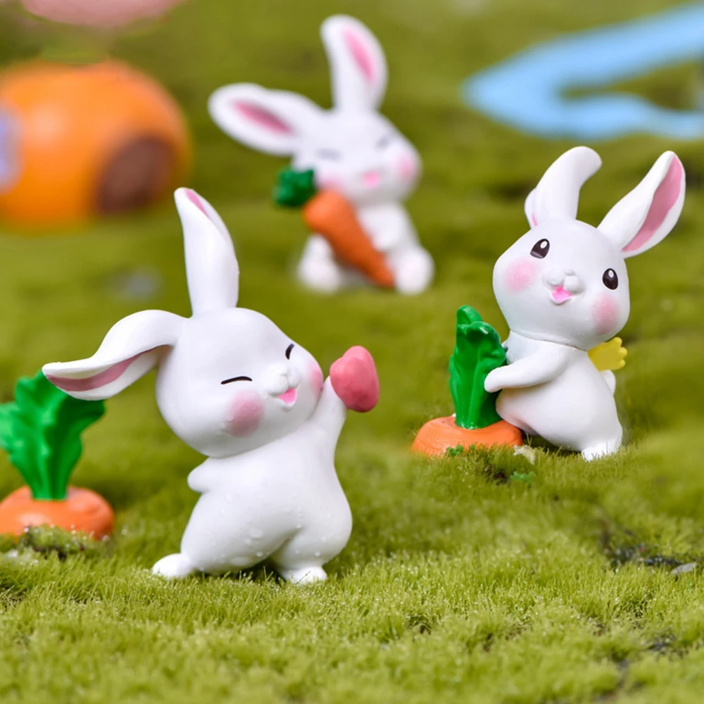 

6PCS/SET Craft DIY Model Ornament Cute Micro Landscape Rabbit Figurine Miniatures Home Decor