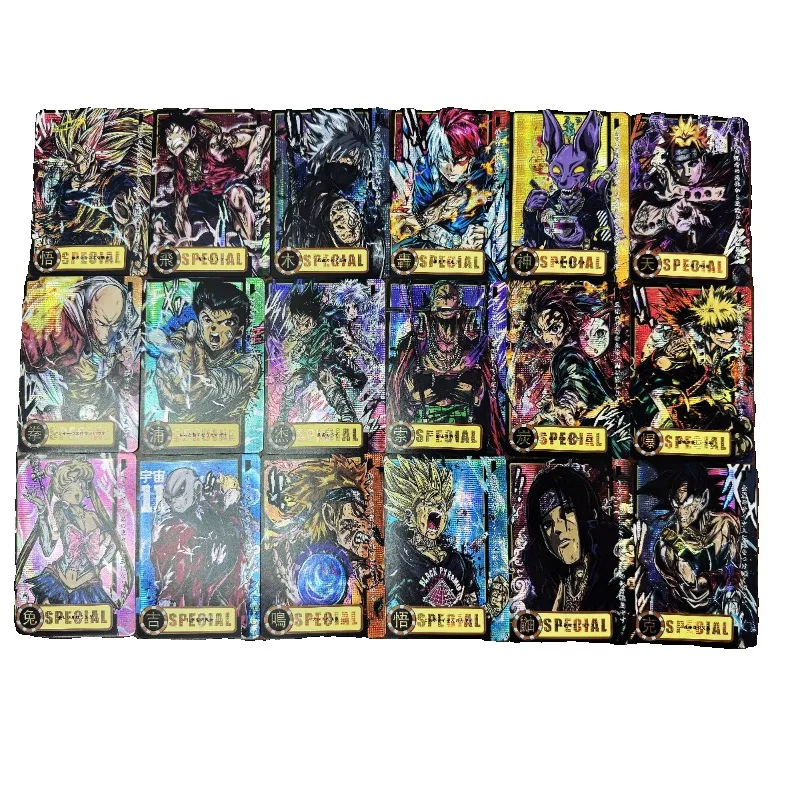 

18pcs/set popular Japanese anime game peripherals DIY Dragon Ball NARUTO ONE PIECE anime fighting flash card boy collectible toy