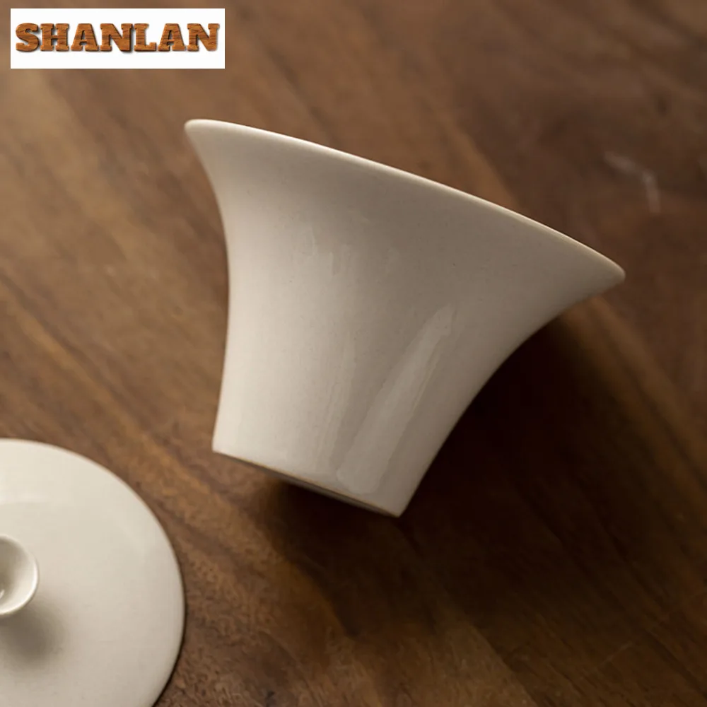 100ml Plant Ash Cover Bowl Household Kung Fu Gaiwan Creative Tea Tureen Vintage Tea Maker Chinese Cup Drinkware Ornaments