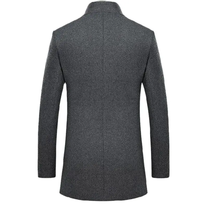 남성용 단색 스탠드 칼라 울 혼방 코트, 스마트 캐주얼 모직 남성 아우터, 패션 트렌치 재킷, 남성 코트, 가을, 겨울